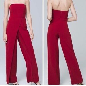 White House Black Market Strapless Crimson Jumpsuit